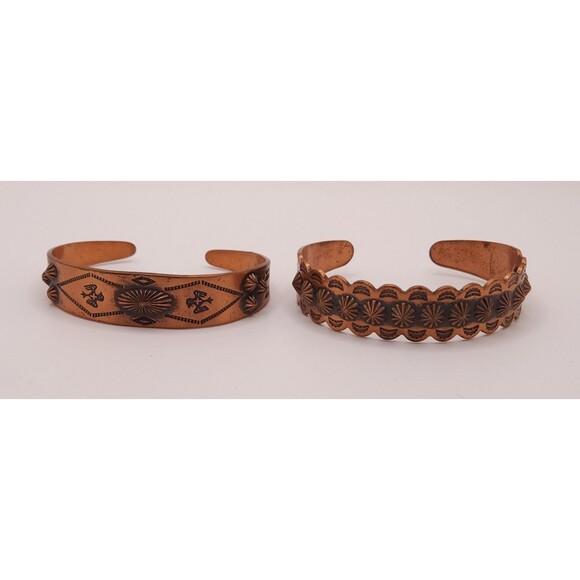 Jewelry - Vintage Copper Native American Thunderbird Cuff Bracelets - Set of 2